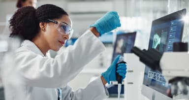 Glass vial, pipette and woman scientist in laboratory for medical study, research or experiment. Test tube, dropper and professional female person with chemical liquid for pharmaceutical innovation. | Image Credit: © peopleimages.com  - stock.adobe.com