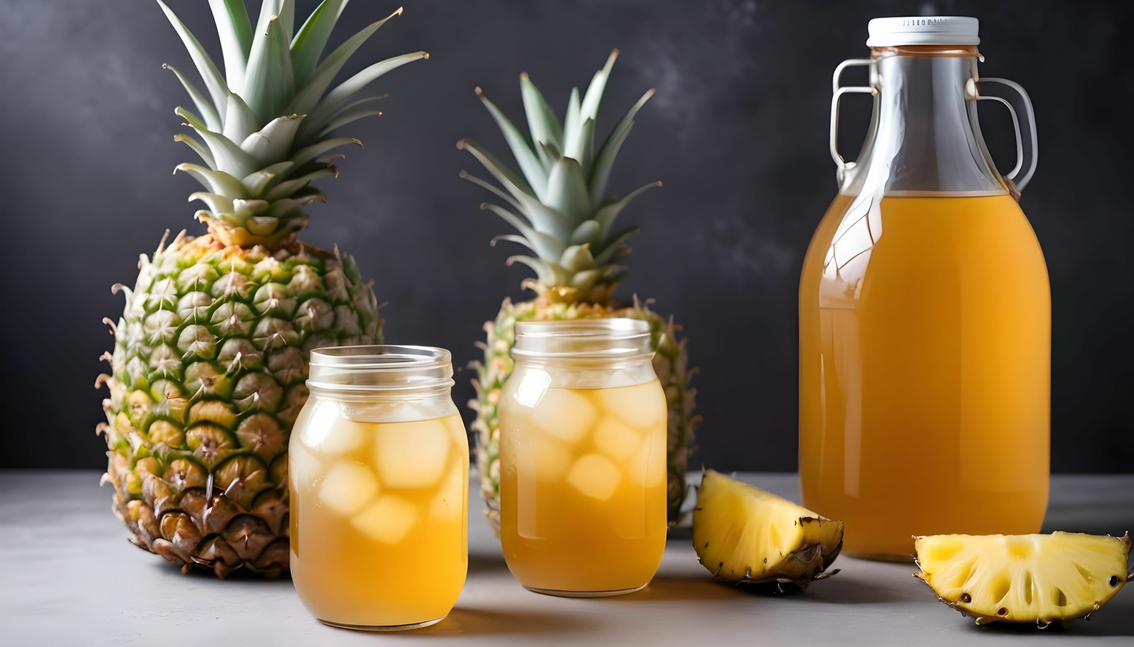 Homemade raw kombucha tea with pineapple. © cd - stock.adobe.com