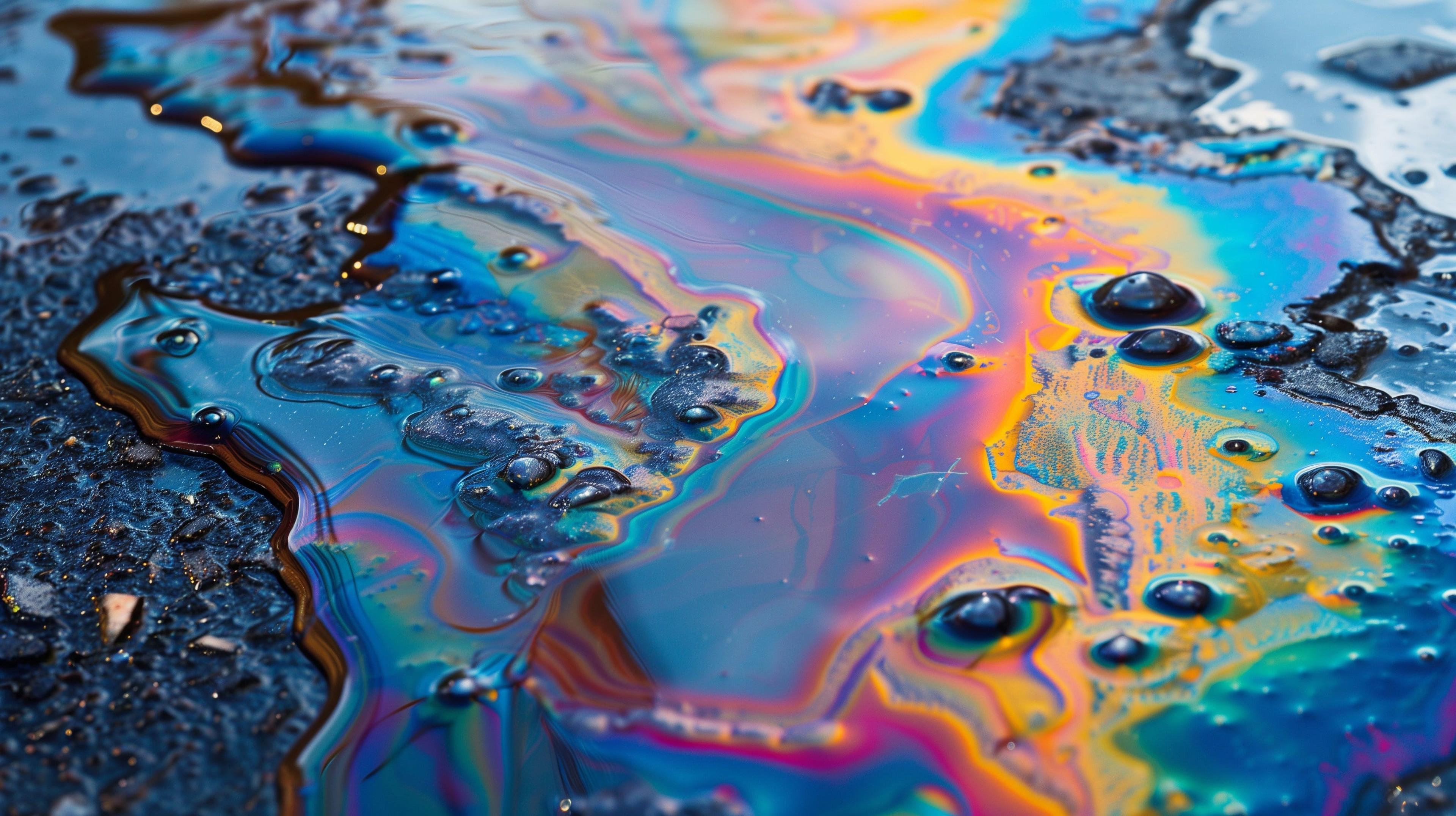 A puddle of gasoline on the ground. Generated with AI. | Image Credit: © ksu - stock.adobe.com.