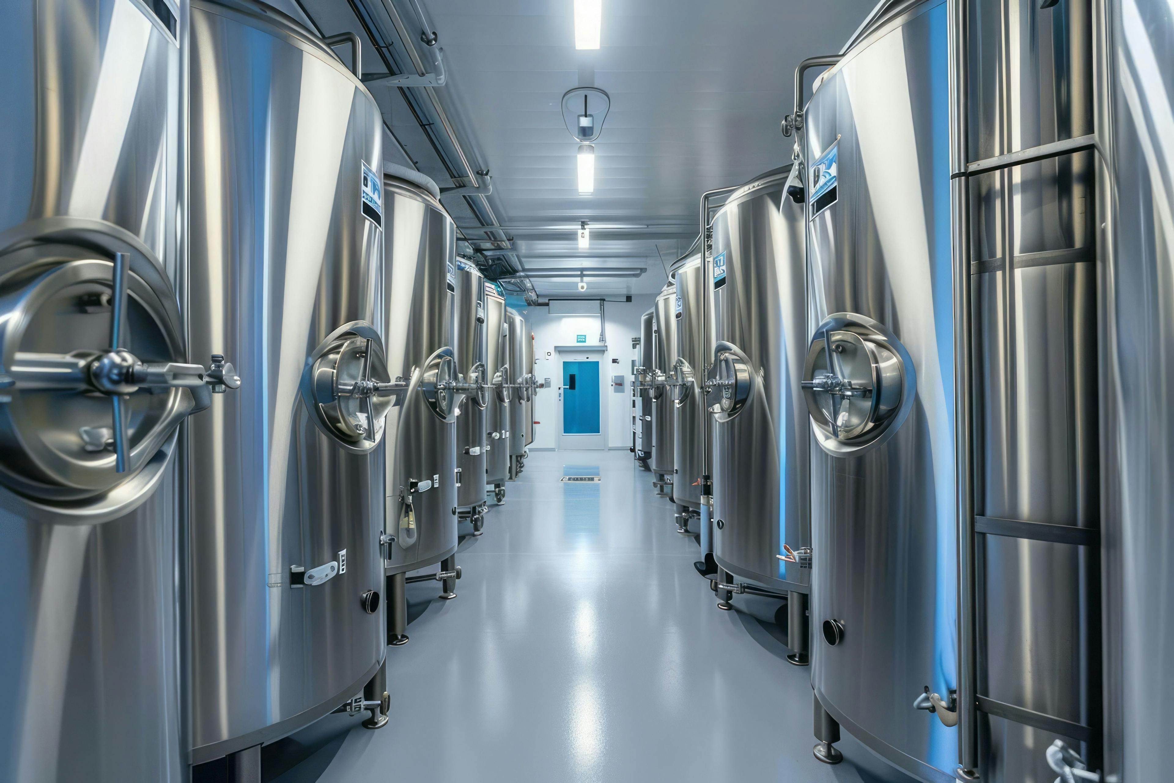 Fermentation tanks in a biotech facility, producing pharmaceuticals, industrial bioprocessing. © DK_2020 - stock.adobe.com