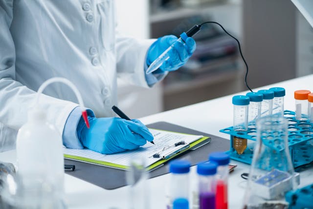 Organic Agricultural Product Quality Testing in Certified Laboratory. Scientist Measuring PH of the Sample with PH Meter | Image Credit: © Microgen - stock.adobe.com